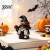 Gnome Table Centerpiece Halloween Skeleton Figurine Gothic Witch Hat Dwarf Statue Holiday Party Ornament Holding Rose Sculpture for Decoration