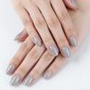 Sheer Silver-Gray Cat-Eye Press-On Nails - Short Oval, Skin-Brightening (32 Pieces)