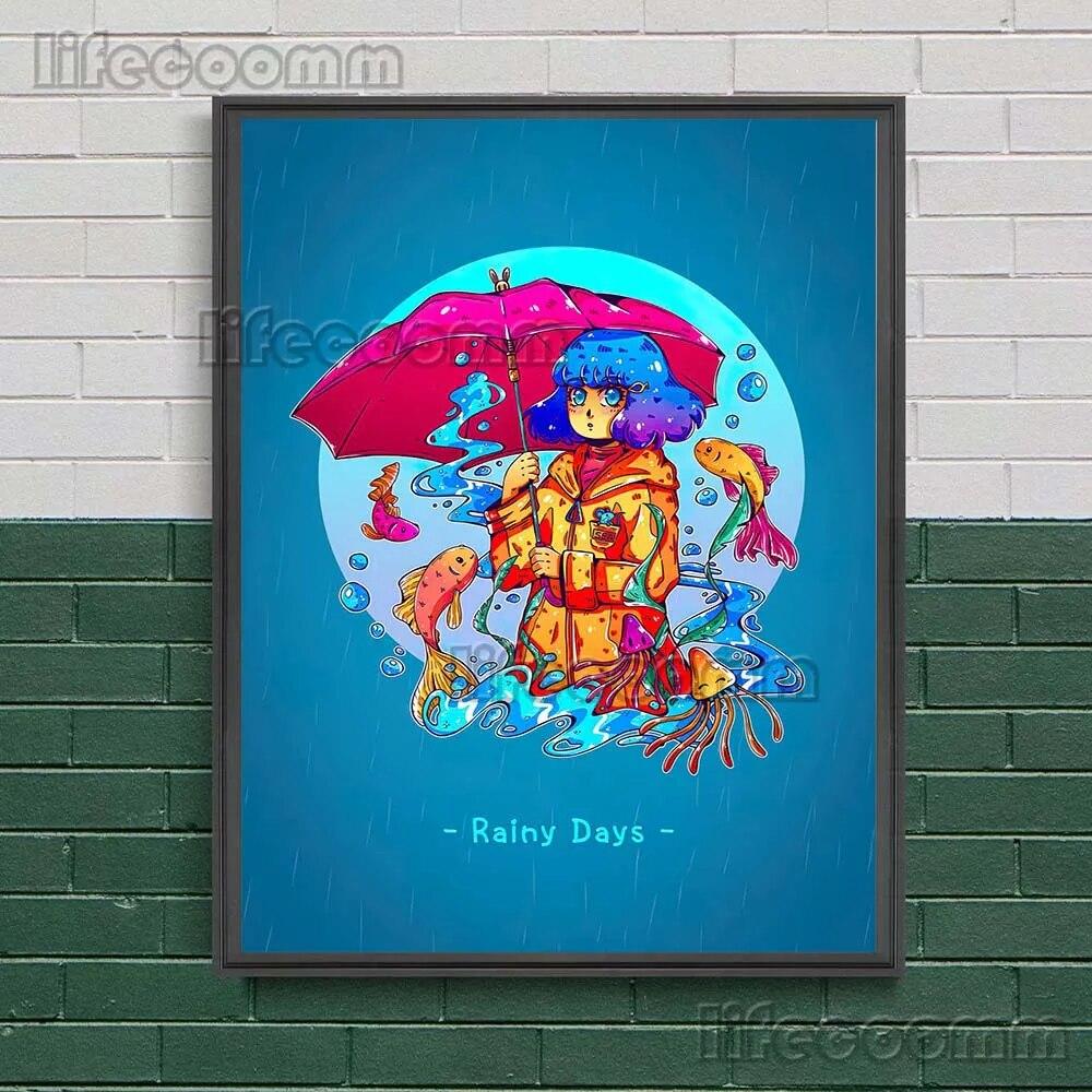 Sonne und Mond Cartoon Bild Kunst Poster, Stern Hexe und Zauberer Katze lustige Wand Kunst Leinwand Malerei Pilz Fee Poster Druck Dekor kein Rahmen