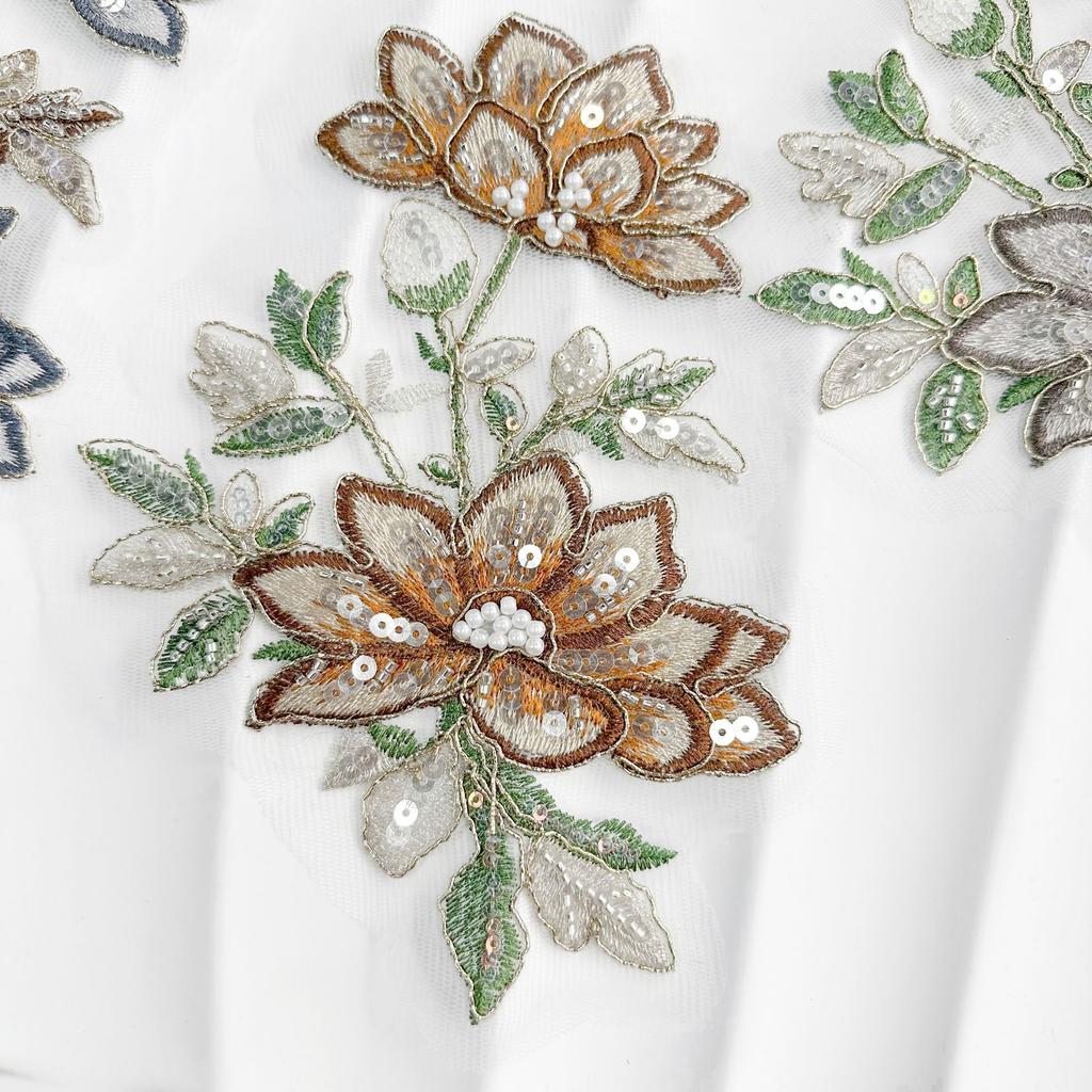 Embroidery Applique Multi-Color Three-Dimensional Flower Bead Sequined Cloth Sticker Clothing Top Skirt Luggage Cloth Sticker Accessories