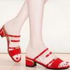 Fashion 2025 Summer Women's Modern Slippers Outdoor Fashion Metal Decoration Med Heel Sandals for New Elegant Open Toe Dress Zapatos