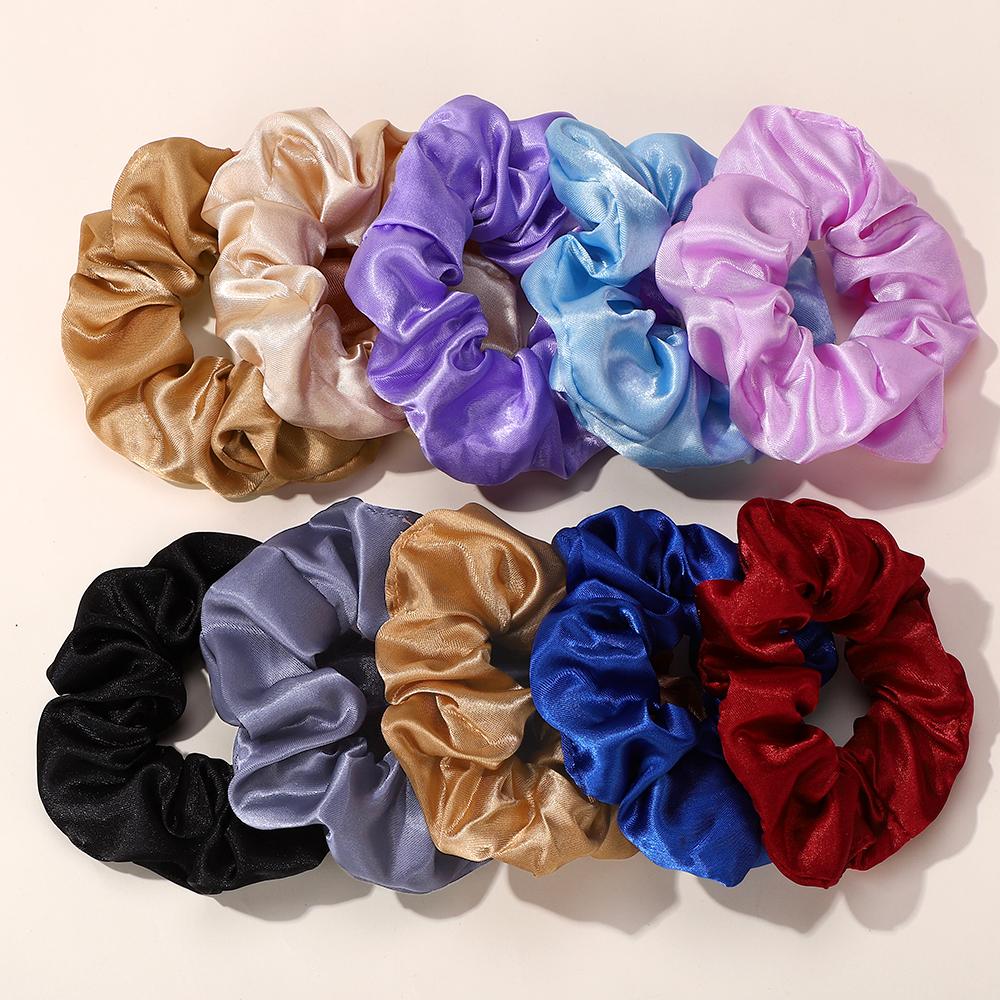 

10 шт./набор 4 Элегантные атласные большие резинки для волос Эластичные резинки для волос для женщин Разноцветный держатель для хвоста Повязка на голову Аксессуары для волос