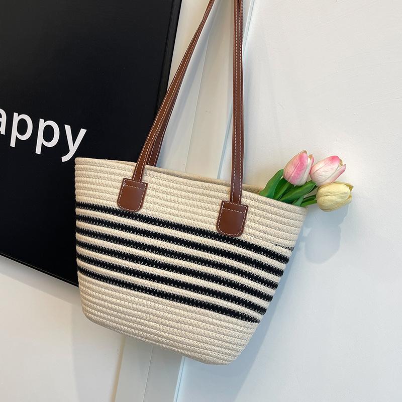 

Пляжная сумка-тоут женская новая простая и модная плетеная сумка из соломы большой вместимости подмышечная на плечо плетеная женская сумка one size fits all белый