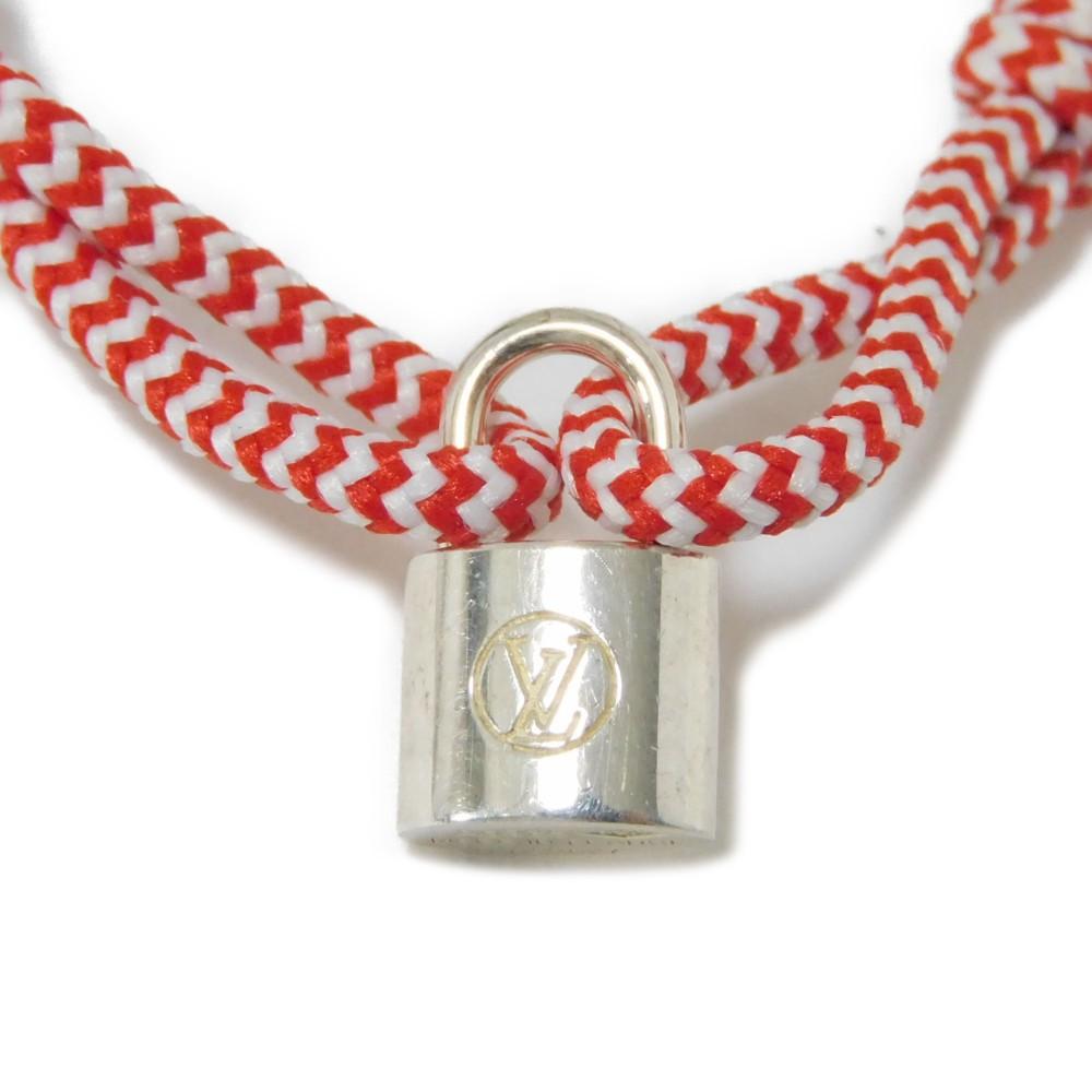 Used LV Circle Padlock Bracelet In Silver with Lock, Q95705 7986, Cotton, 12564, Sophie Turner 925 Red, Women's from