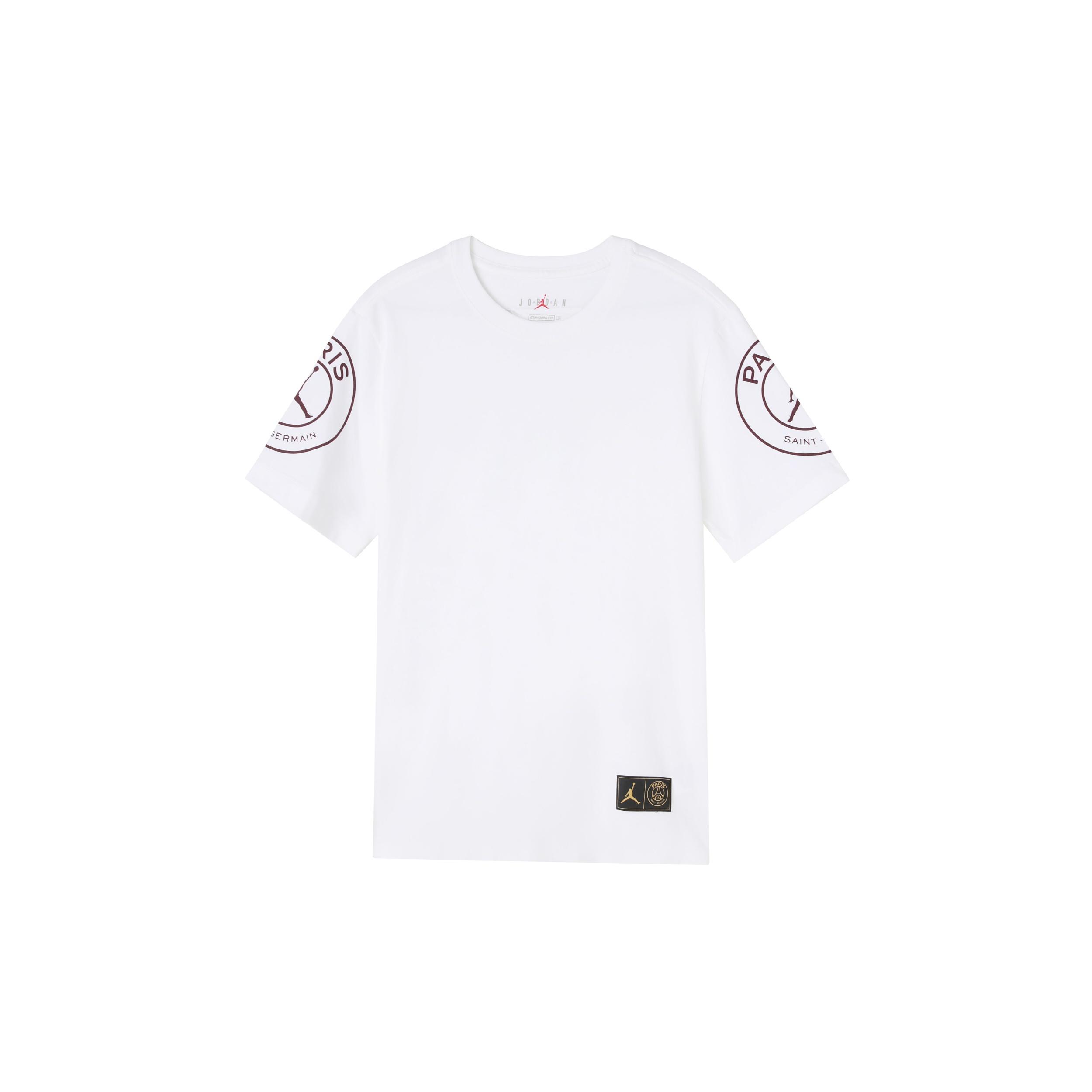 Air Jordan Paris Saint-Germain Printing Logo Short Sleeve White Men s CK9780-100 S