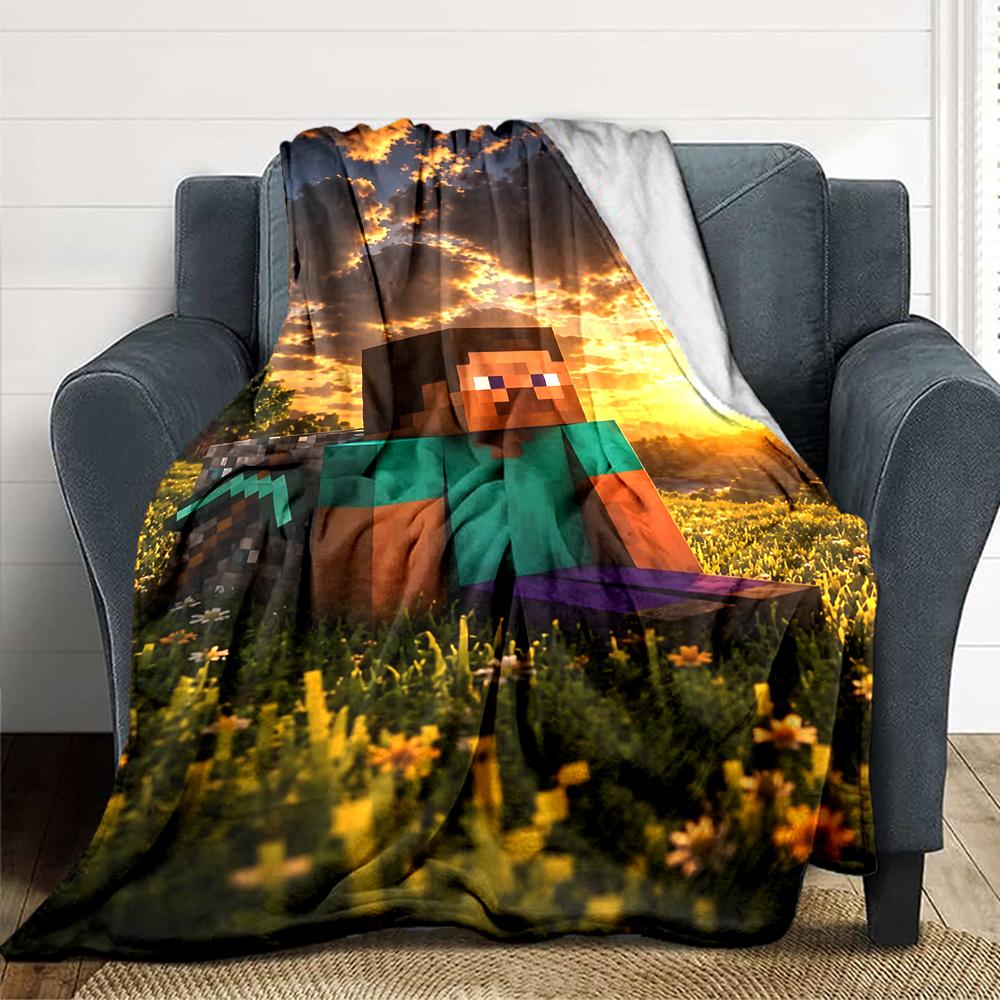 Minecraft Sunset Adventure Blanket Soft Throw Blanket For Home Bedroom Bed Sofa Travel Office Solid Christmas Blanket