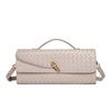 [Exclusive] Horizontal Woven Organ Bag, Trendy Portable Messenger Bag, New Soft Leather Baguette Women'S Bag