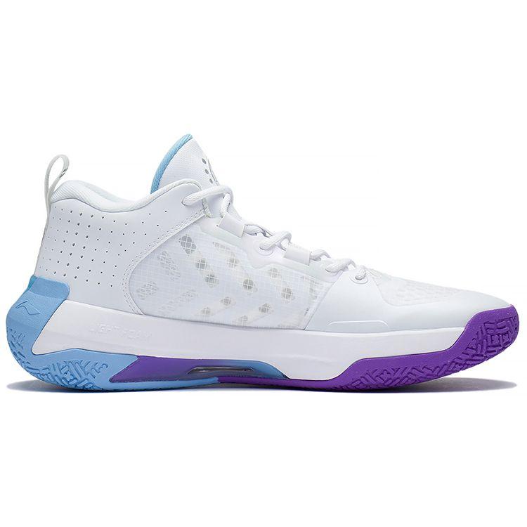 LiNing Blade 2 Low Cyber Technology Shock Absorption Anti-Slip Wear-Resistant Support Men Basketball Shoes White Blue Purple ABAS039-11