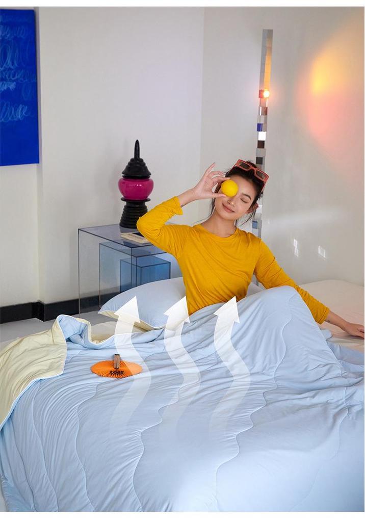 A-Class Cool Ice Silk Summer Quilt - Breathable, Machine Washable, for Single/Double Beds