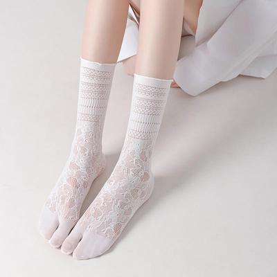 Damskie koronkowe skarpetki do połowy łydki z luźnym czubkiem: Dwa palce i pięć palców, Letni cienki oddychający design