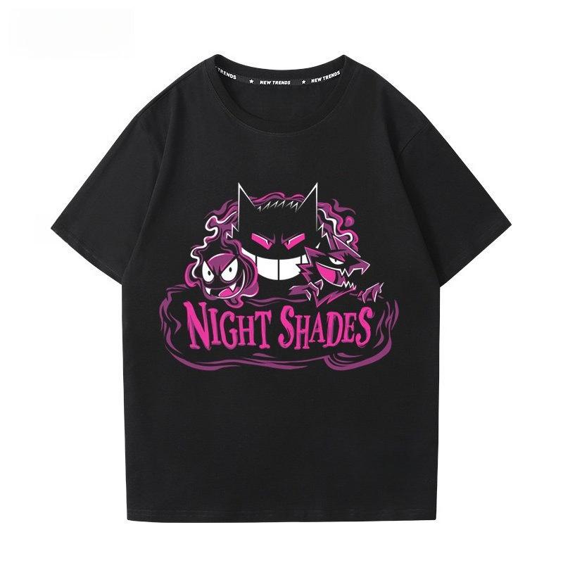 T-shirt με Εκτύπωση Pokémon Gengar 100% Βαμβακερό Ανδρικό Καλοκαιρινή Μόδα 2026 Oversize Street Casual Y2K Μπλούζες Ρούχα Streetwear