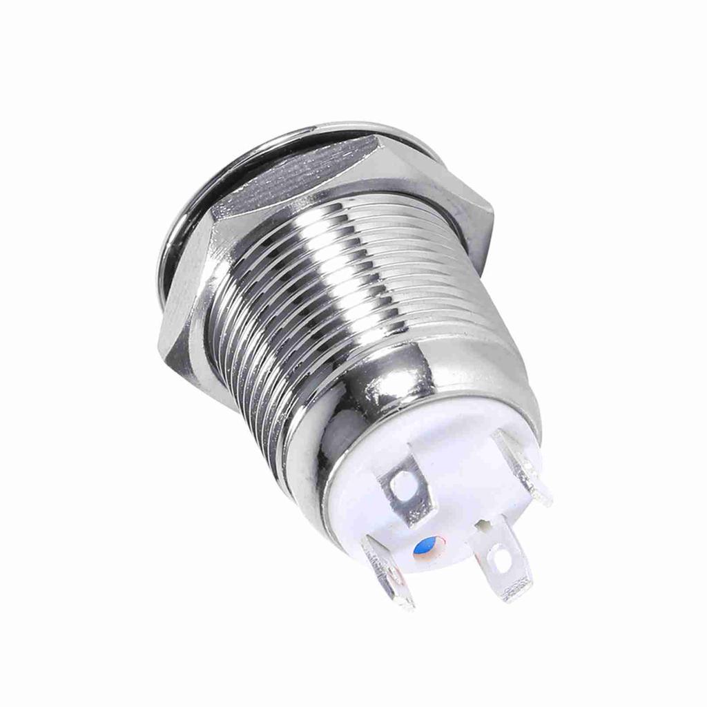 12mm Circle LED Waterproof Metal Momentary Push Button Switch High Flush 4 Pin 1NO