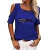 Women Fashion Print Tee Shirt Summer Off Shoulder Short Sleeve Top Ladies Casual Round Neck T-shirt