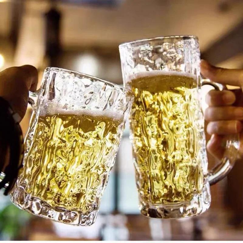 330ml/360ml Sklenice na víno s vlnitou texturou Sklenice s velkým objemem Křišťálové sklenice na pivo s uchem Šálek na čaj Bar Klub Party Sklenice na pivo