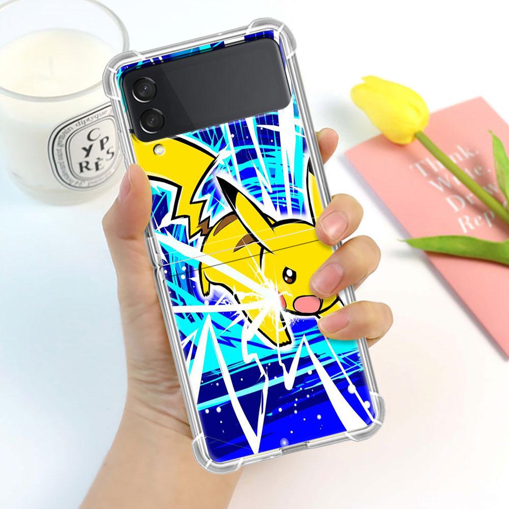 

Роскошный чехол для Samsung Galaxy Z Flip 3 4 5G Funda Z Flip3 прозрачный ПК жесткий противоударный чехол для телефона с рисунком аниме покемон Samsung Z Flip4 5G