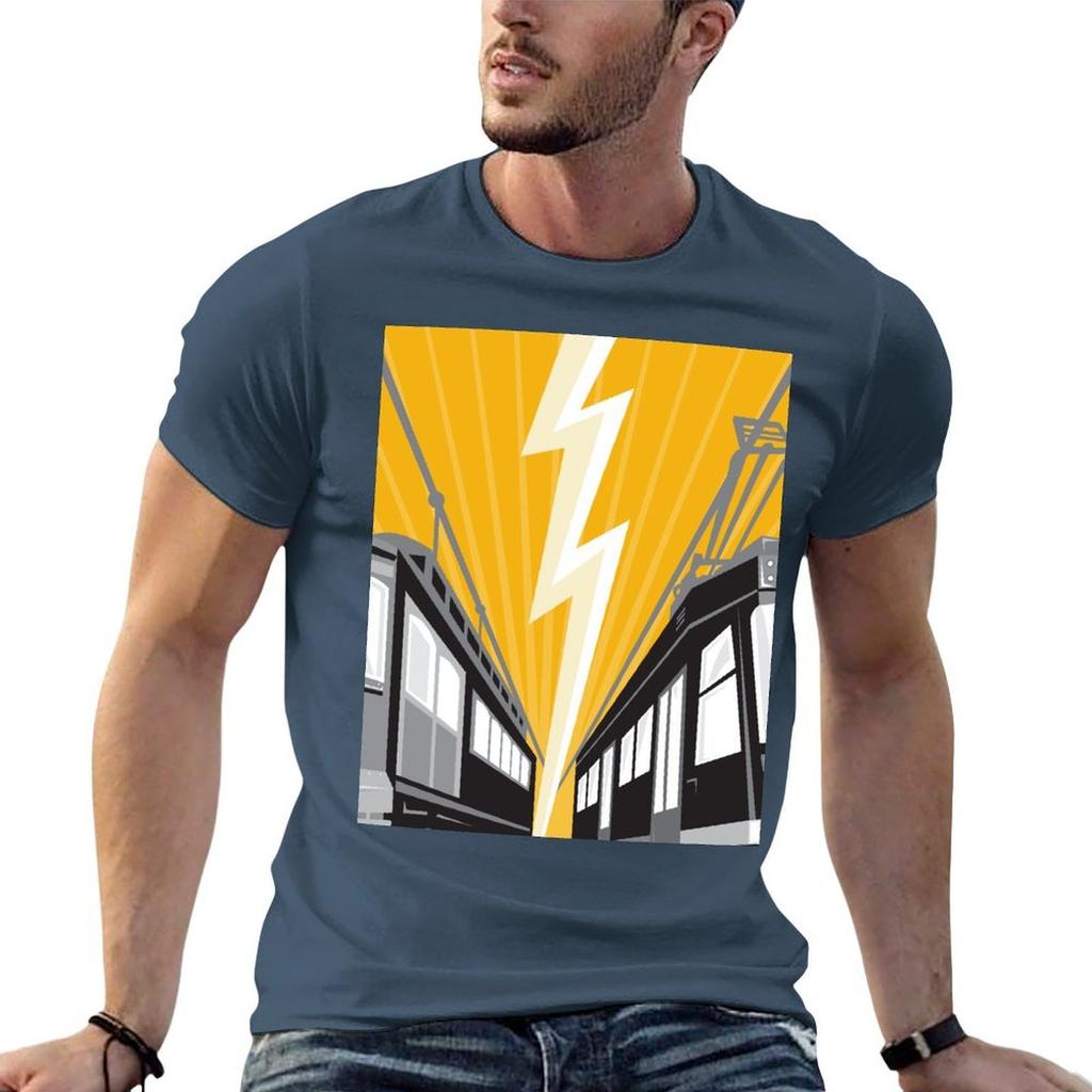 Vintage And Modern Streetcar Tram Train Tshirt Work Casual Loose Fit Tshirt