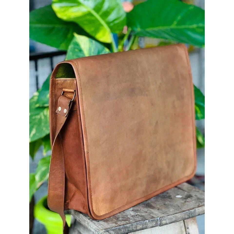 Men's Protected Leather Vintage Laptop Messenger Handmade Briefcase Bag Satchel