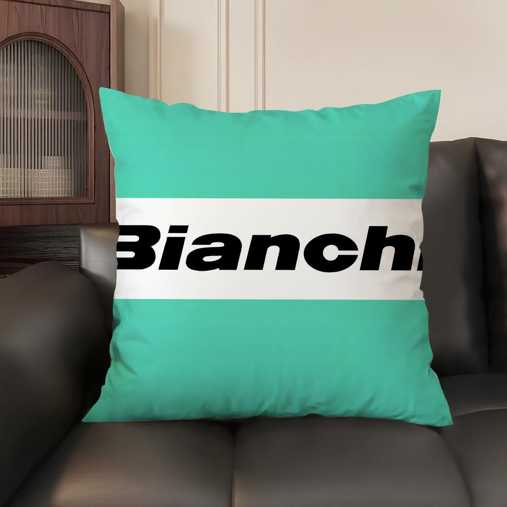 Luxury B-Bianchi Logo Cushion Cover Elegant Comfort Pillowcase Sofa Bed Double-Sided Printed Invisible Zipper Home Decor