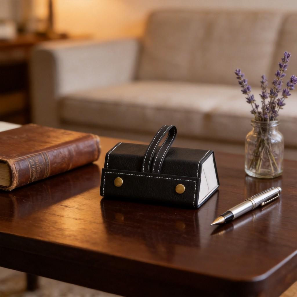 Leather Folding Multi Compartment Glasses Case With Soft Interior For Travel Storage