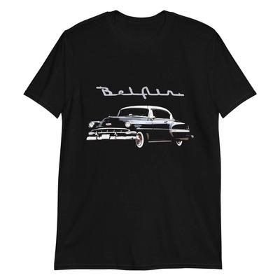 1954 Chevy Bel Air Schwarz Oldtimer Sammlerautos Kurzarm Unisex 100% Baumwolle T-Shirt Herren T-Shirts Oberteil