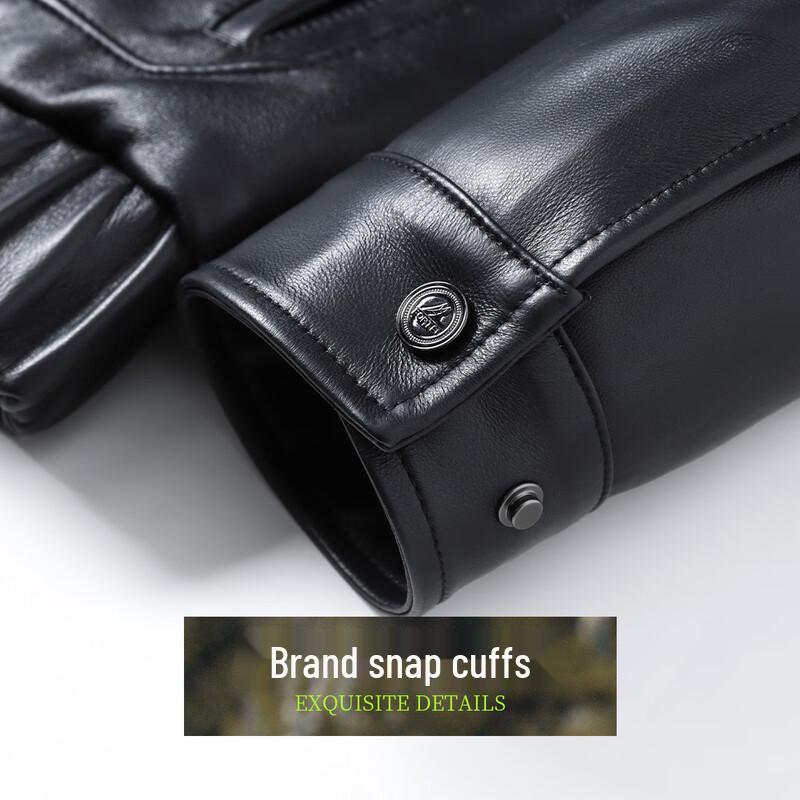 Men's Winter Mink Fur Collar Sheepskin Leather Goose Down Jacket