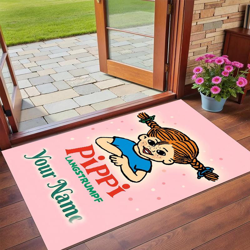 Crystal Velvet Rug Custom Name Text, Soft Non Slip Floor Mat Home DecorPippi Longstocking