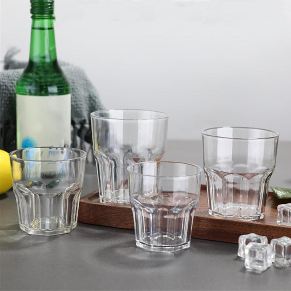 6pcs Plastic Drinking Glasses Unbreakable Juice Cups Stackable Clear Beverages Iced Hot Tea Glassware for Cocktail Soda Beer Tumbler Cup