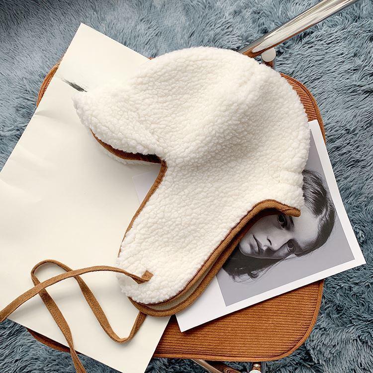 

Шапка-ушанка из японского ягнячьего бархата Fishing Bear для женщин на осень и зиму, милая теплая шапка для пары, для студентов, для велоспорта, для лыж One Size