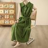 Green Sleeveless Shirt Dress Women's Summer New Design Sense Loose and Thin Lace-up Temperament Long Skirt