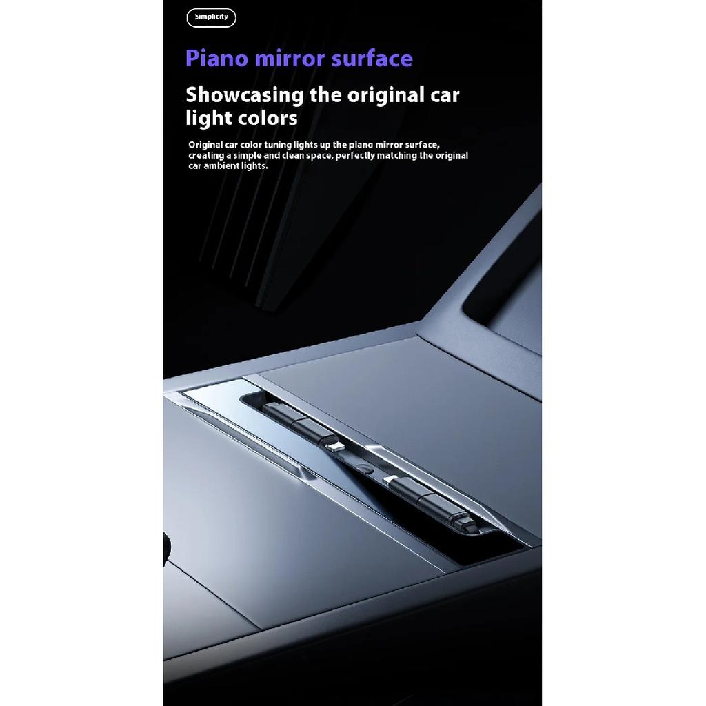 For Tesla Model Y Juniper Fast Charging USB Hub Docking Station with Rainbow Light Model 3 Highland Retractable Ambient Lighting