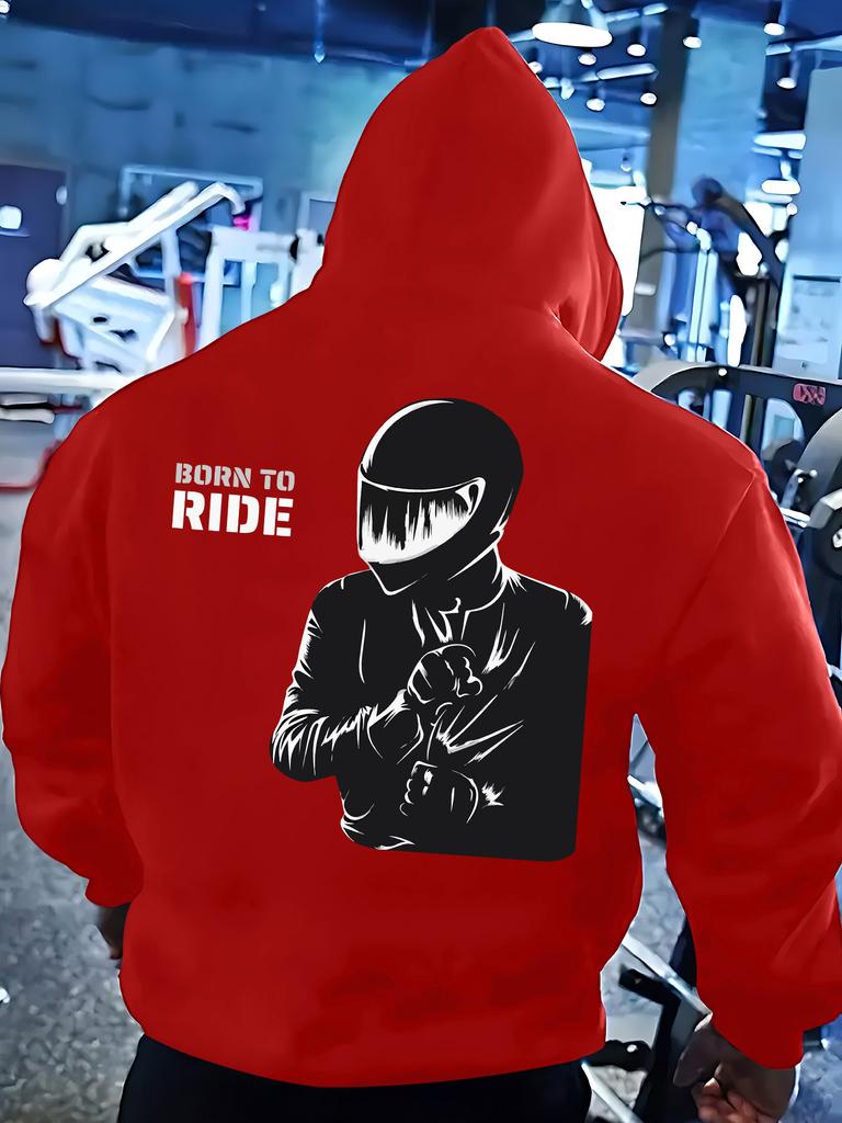 Trendymotorcycle rider printAmerican street hip-hop loose casual daily wearY2K hoodieSuitable for autumn and winter seasons