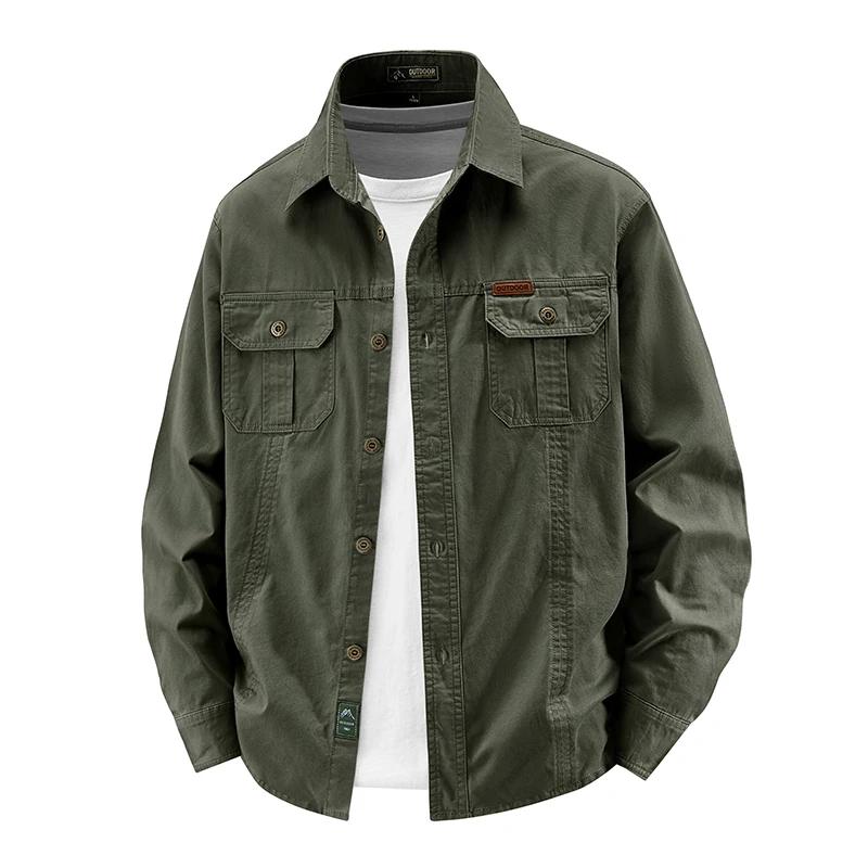 Autumn Casual Collar Shirt for Men Spring and Autumn Brand Slim Shirt Men Autumn Cotton Long Sleeved Cargo Shirt