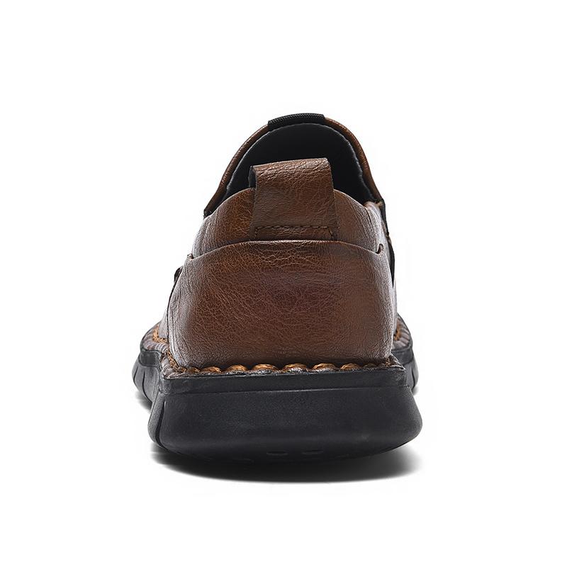 Handmade Breathable Casual Leather Shoes Soft Leather Soft Bottom Men's Comfortable Slip-On Walking Shoes Large Size