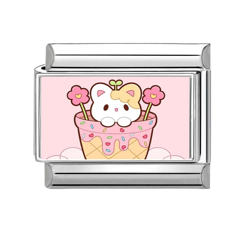 Lovely Cartoon Dogs Cats Rabbit Rose Flower Italian Charm Links Fit 9mm Stainless Steel Bracelet Women Men DIY Making Jewelry