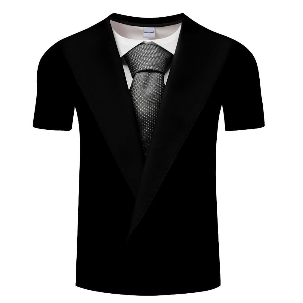 Fashion Men's T-shirts 3d Print Suit And Tie Pattern Plain Short Sleeved T-shirt For Men's Clothing High Street Streetwear Tops
