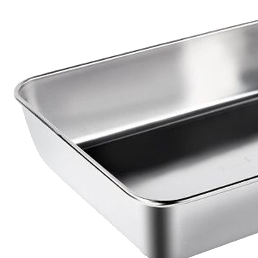 304 Rostfritt Stål Bricka Fat Tallrik Rektangel Matförvaringsbehållare för Frukt Grönsaker