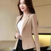 Women Blazer Solid Color Long Sleeves Single Button Streetwear Spring Autumn Slim Fit Turndown Collar Suit Coat for Office