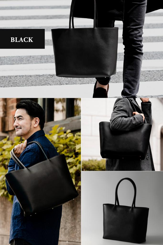Genuine Leather Business Tote Bag Selected Bangladeshi [RATOM] [Top Model] Men's (Carefully Leather) (Black)