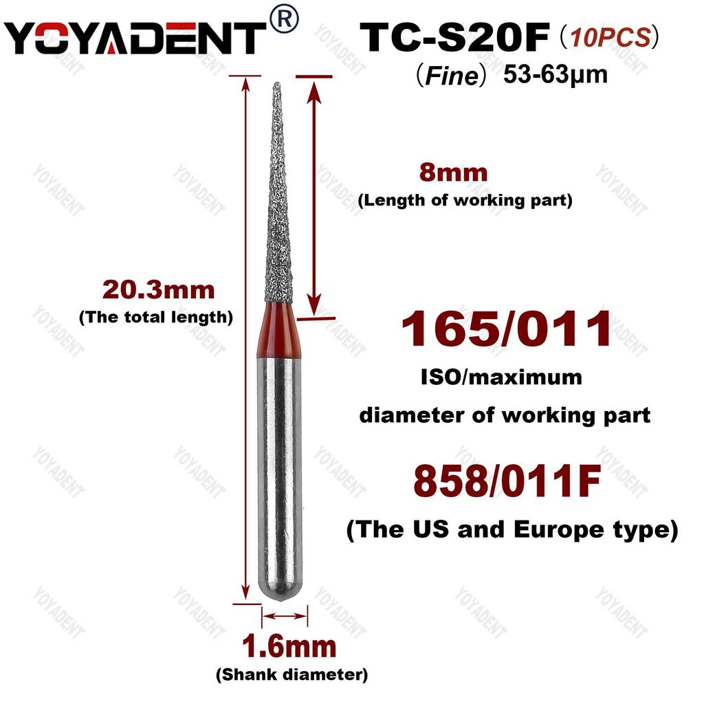 10Pcs/Pack Dental Diamond Burs Polishing Material SR TC Type Dia.1.6mm For High Speed Handpiece Teeth Whitening