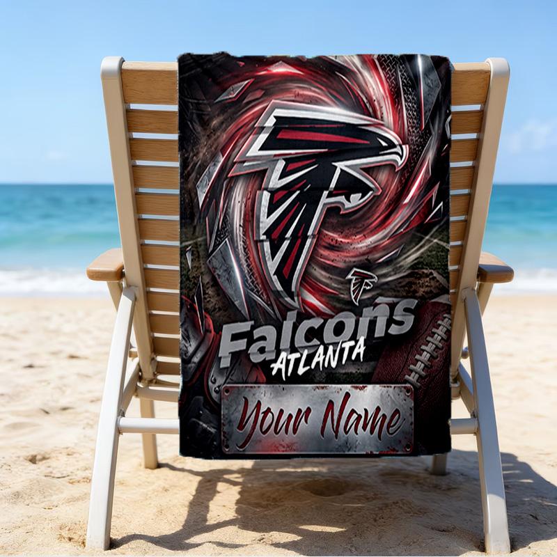 Custom Name Beach Towel Atlanta-Falcons Rise Up Beach Towel, Soft Microfiber, Gift for Her/Him, Birthday, for Pool, Beach, Travel, Fan gifts