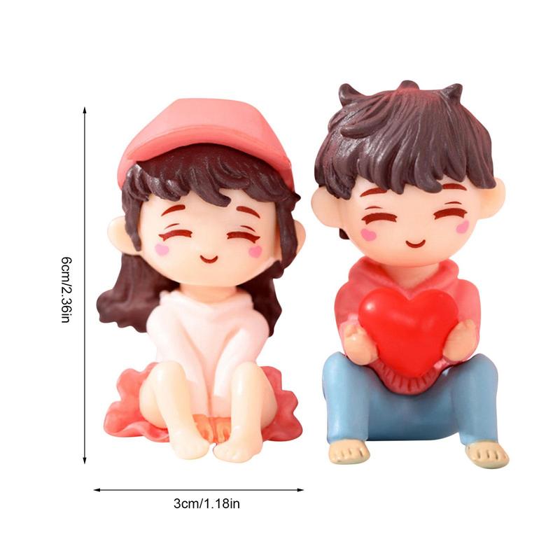 Creative Couple Figures Girl Boy Heart Sweety Lovers Couple Ornament For Figurines Miniature Home Decoration