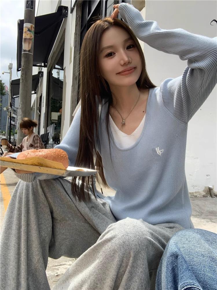 Dámský jarní zeštíhlující sametový pletený svetr, 250 g, malá velikost, s dlouhým rukávem, dvoudílný design