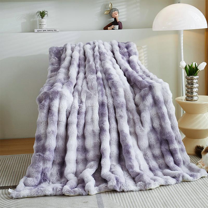 Plush Cover Blanket Rabbit Plush Blanket Thickening Winter Blanket Coral Fleece for Bed Sofa Blanket Cover Blanket Nap Blanket