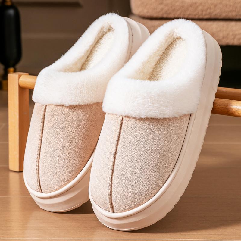 Memory foam slippers women suede platform EVA sole warm home shoes winter non-slip comfortable