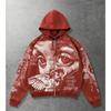 3D Printed Starry Eye Oversized Zip Hoodie Streetwear Unisex Women