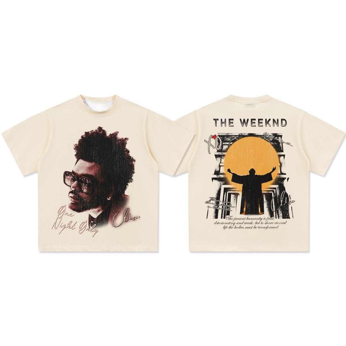 

Hip Hop Rap The Weeknd Short Sleeve T-shirt Men and Women Summer Tide Vintage Loose Half Sleeve T Shirt Gansta Top 4XL