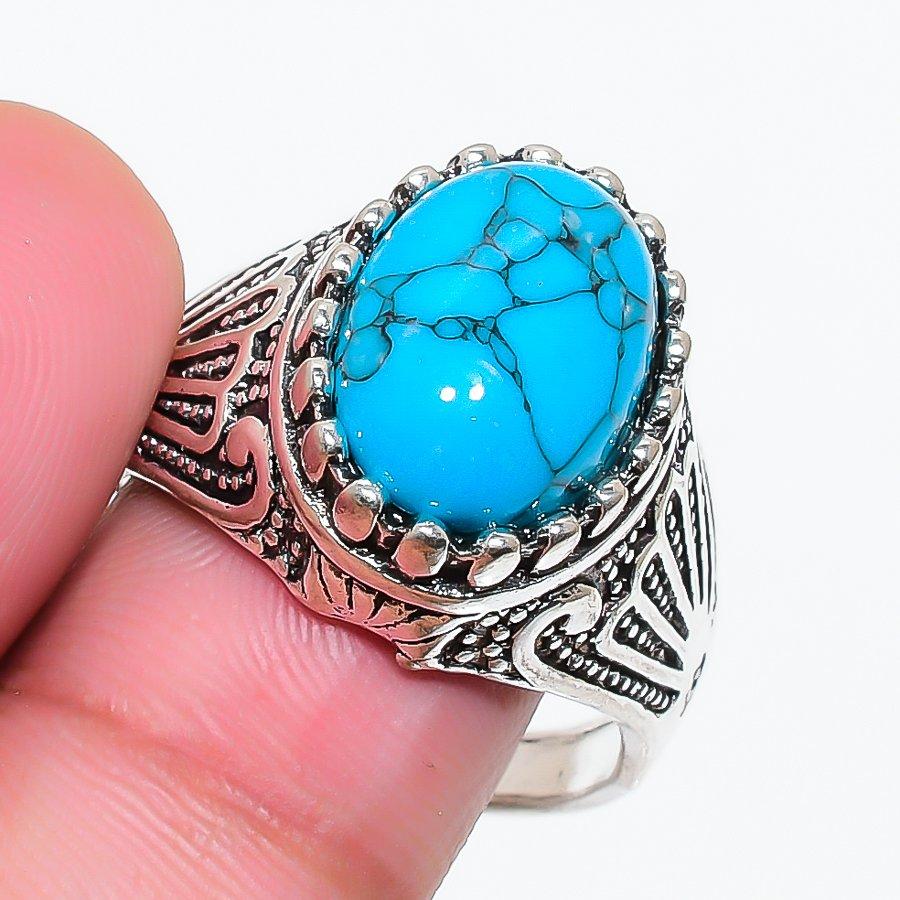 Natural Santa Rosa Turquoise 925 Sterling Silver Jewelry Ring Size 7 RR-185