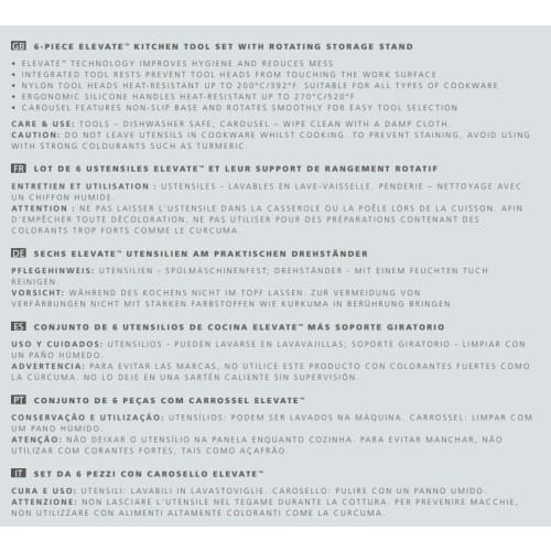 Joseph Joseph Elevate Carousel Kitchen Tool Set (Sky) with Spatula, Turner, and Tongs (10525) [Authentic]