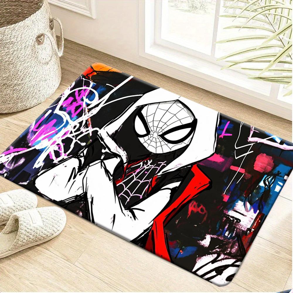 Bath Mat 1pc, Spider- Jump Pose, MARVEL Flannel Rectangular Mat, Bathroom Non-Slip Entrance Mat, Fun Door Decoration Mat, Home