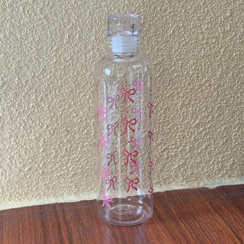 Kawaii Bow Plastic Water Bottle With Time Scale Transparent Water Cup For Outdoor Sports Drinking 500Ml Juice Milk Water Bottle
